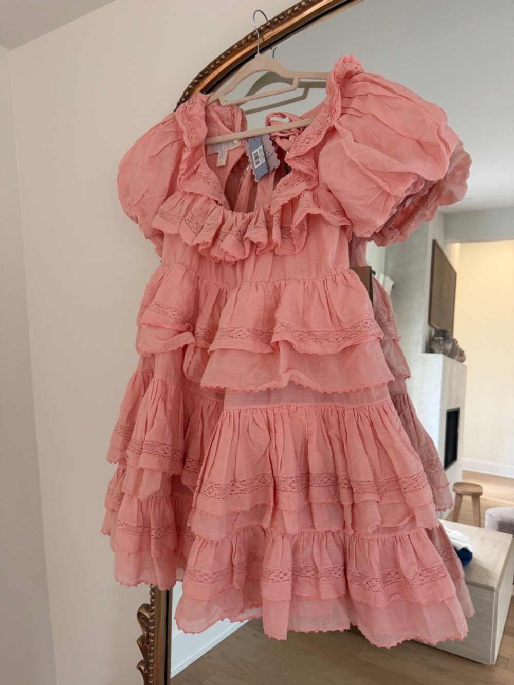 Innika Choo puff sleeve Lace frill mini dress